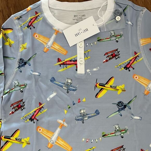 Hart+Land Airplanes Patterned Organic Pima Cotton Women’s Pajama Set XS - Picture 2 of 3